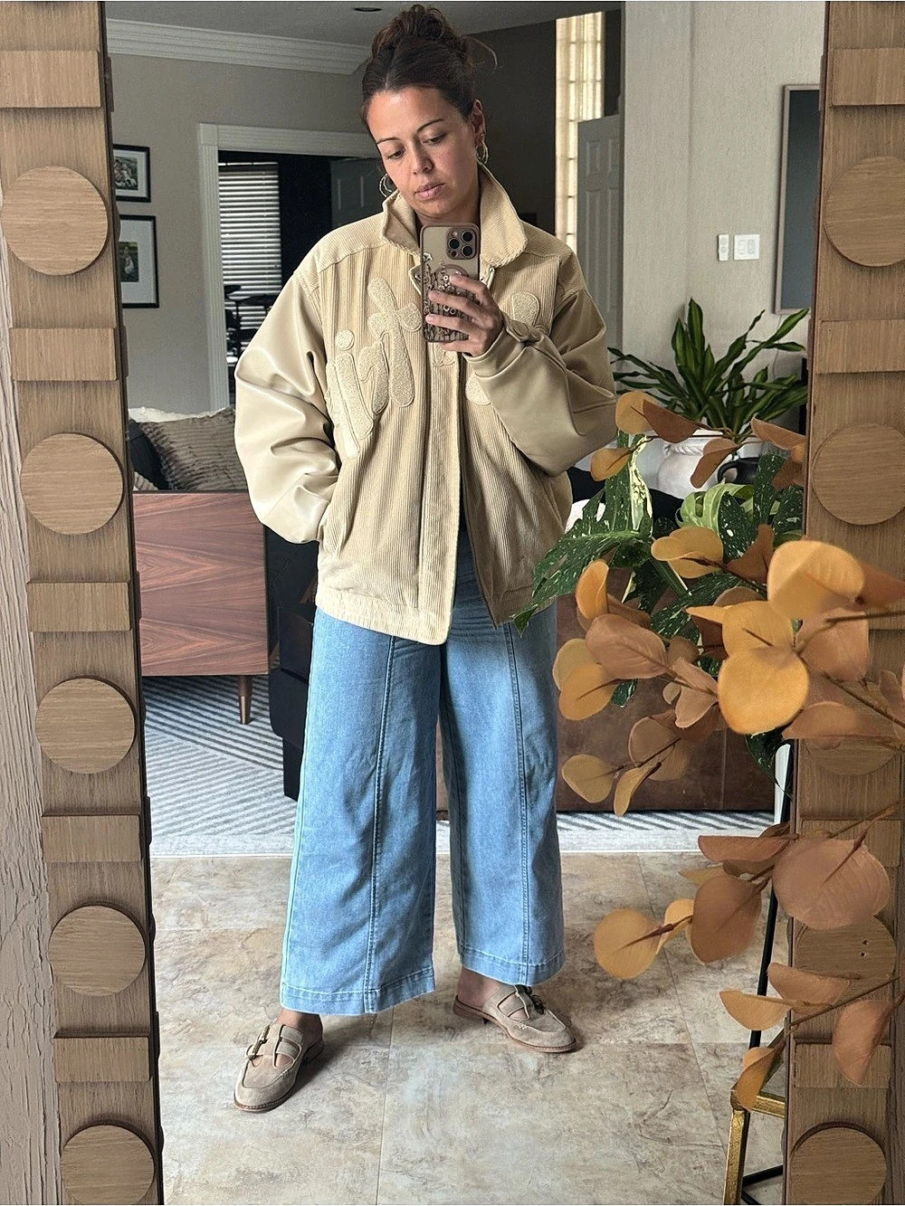 Free People House of Sunny Take A Trip Cord Corduroy Bomber Jacket in Brown Like